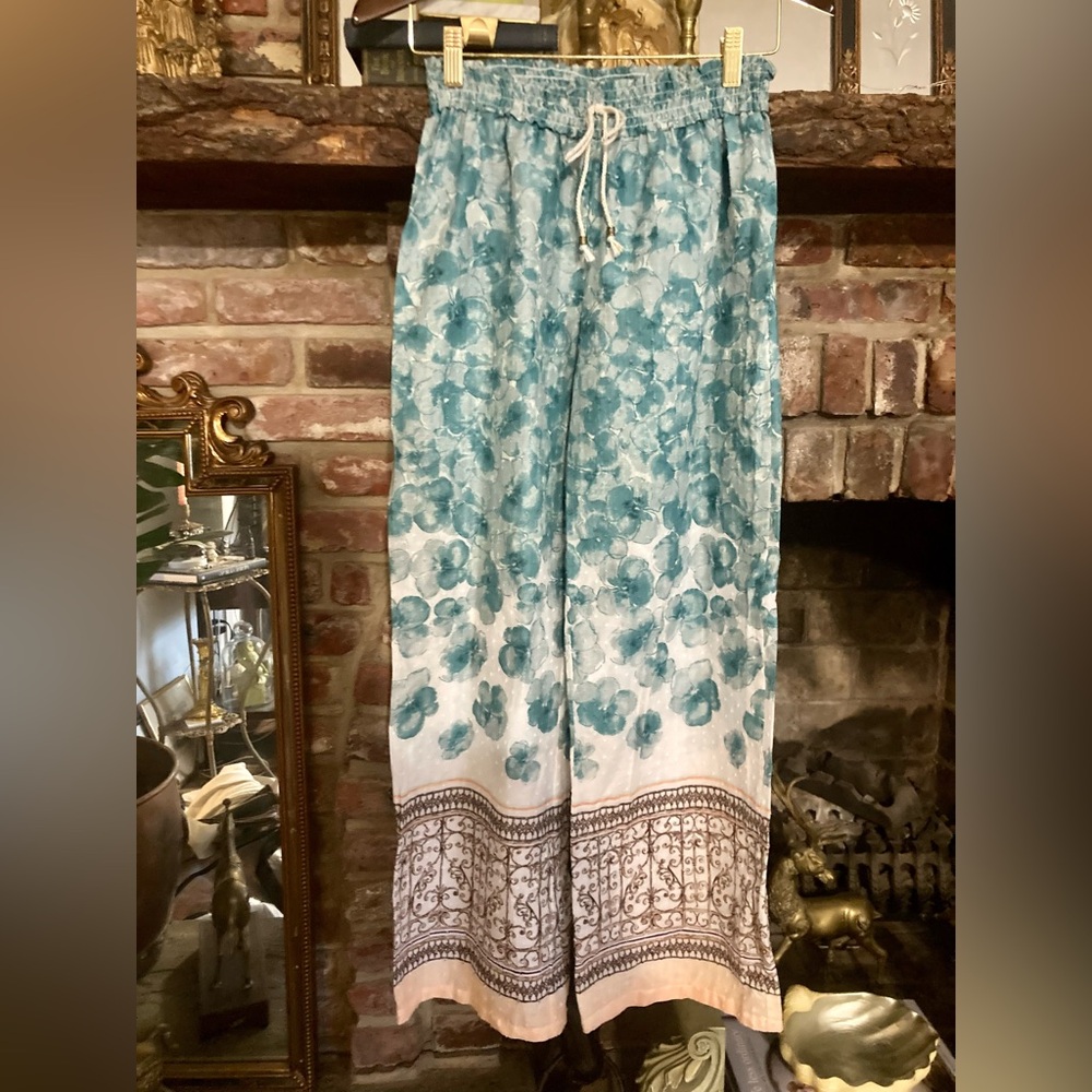 E by Eloise | Anthropologie Smocked Waist Palazzo Lounge Cottagecore Resort Pant